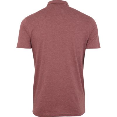Red floral print yoke polo shirt 