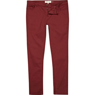 Red skinny stretch trousers