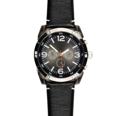 Black oversized gunmetal tone watch