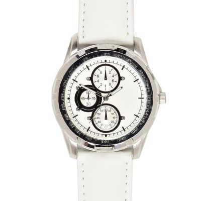 White triple dial watch