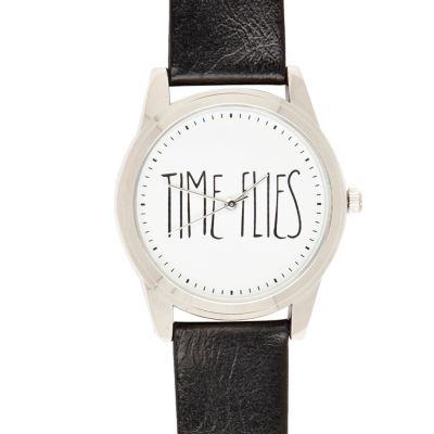 Black time flies watch