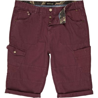 Berry red cargo shorts