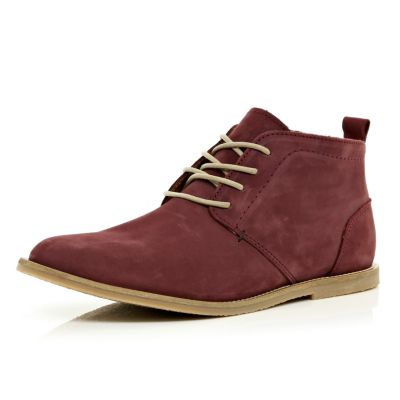 Dark red lace up chukka boots