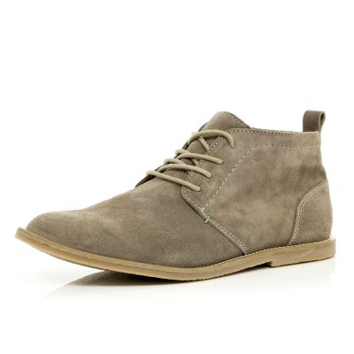 Grey suede lace up chukka boots