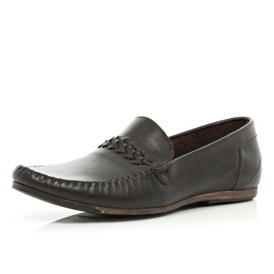 Brown woven loafers