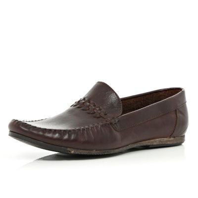 Dark red woven loafers