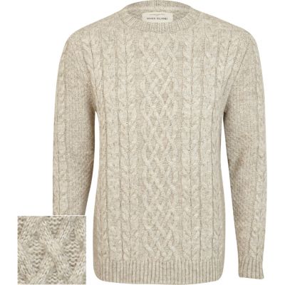 Ecru chunky cable knit jumper