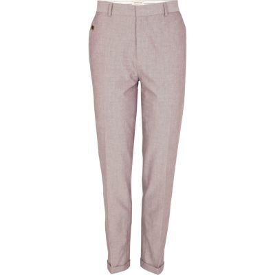 Red turn up slim smart trousers