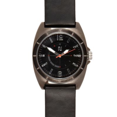 Black sleek strap gunmetal watch