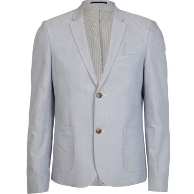 Light blue oxford double button blazer