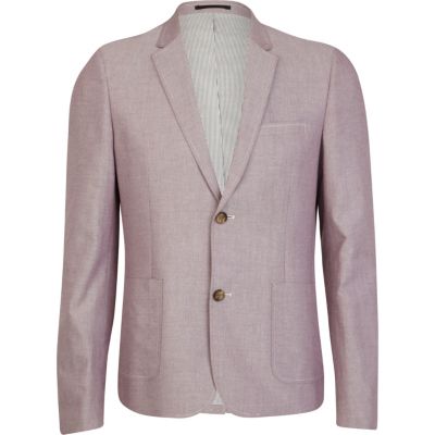 Light pink double button oxford blazer