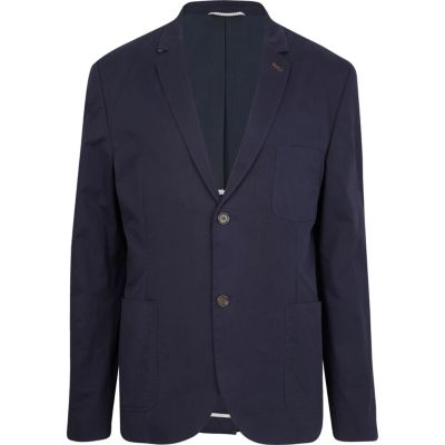 Navy patch pocket casual blazer