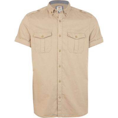 Stone short sleeve military shirt 
