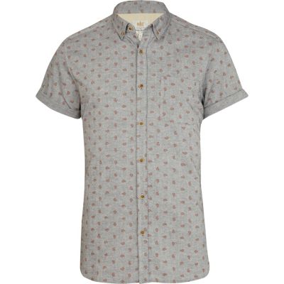 Grey paisley print shirt 