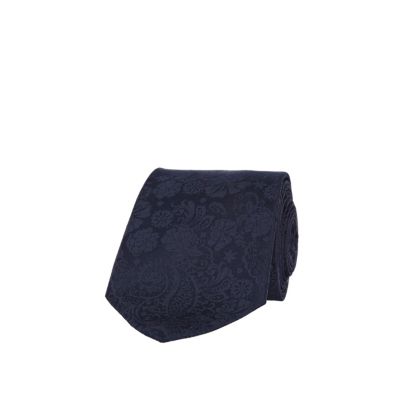 Navy blue paisley print tie 