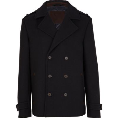 Navy wool double breasted jacket