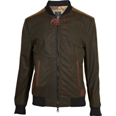 Green Holloway Road wax contrast trim jacket