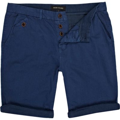 Blue turn up smart shorts