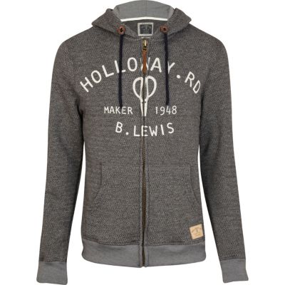 Black herringbone Holloway Road print hoodie