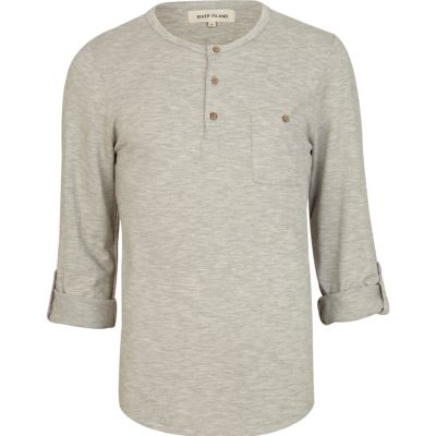 Grey roll sleeve grandad top