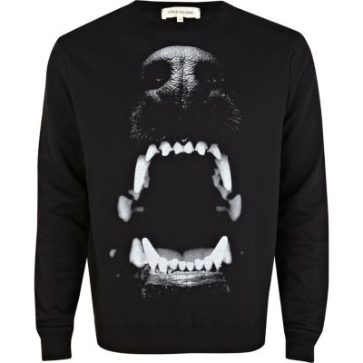 Black dog bite print sweatshirt