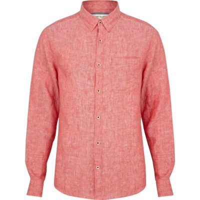 Pink linen long sleeve shirt