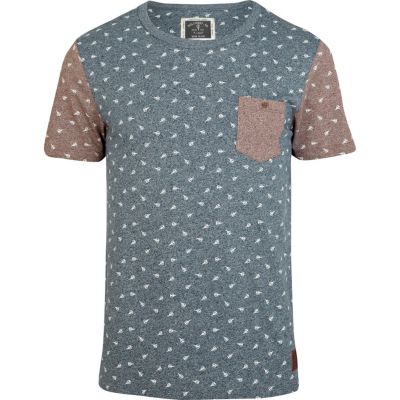 Blue Holloway Road colour block t-shirt
