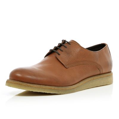 Brown lace up round toe shoes