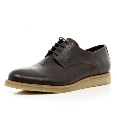 Dark brown lace up round toe shoes