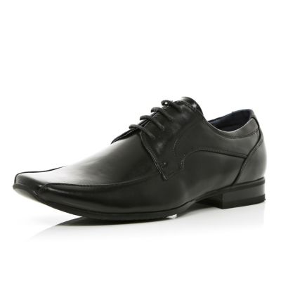 Black square toe lace up formal shoes