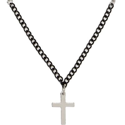 Grey chunky cross necklace