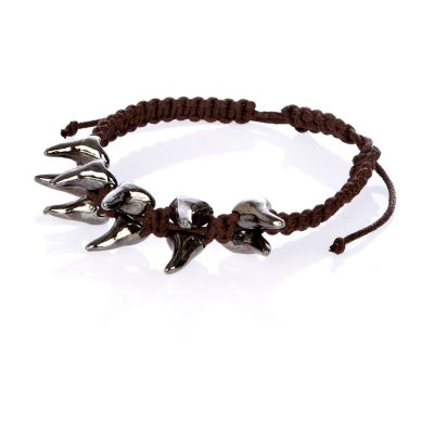 Brown metal shark tooth woven bracelet