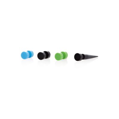 Blue spike and ear plugs earring pack