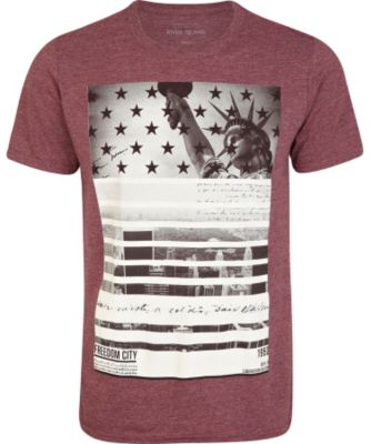 Red marl freedom city print t-shirt