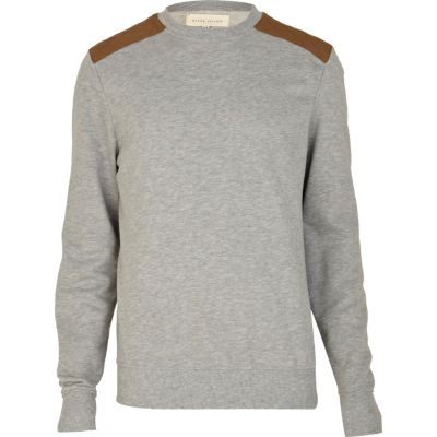 Grey marl shoulder patch sweatshirt