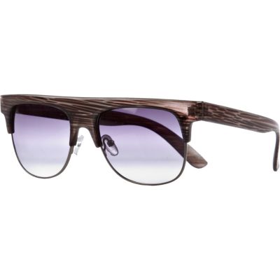 Grey print flat retro sunglasses