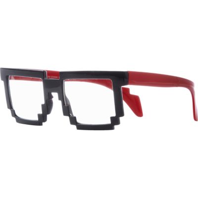 Black and red pixel edge glasses