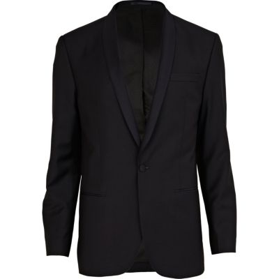 Navy blue single button suit jacket