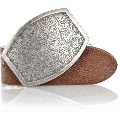 Brown paisley plate belt