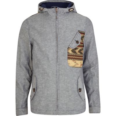 Blue chambray aztec pocket jacket