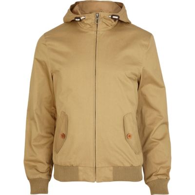 Brown hooded casual jacket