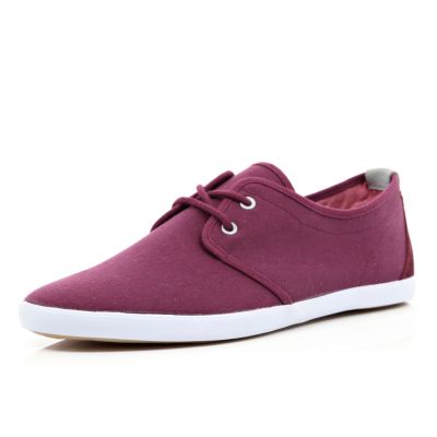 Dark red lace up plimsolls