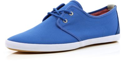 Blue canvas lace up plimsolls