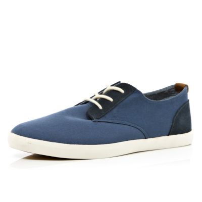 Blue contrast panel canvas plimsolls