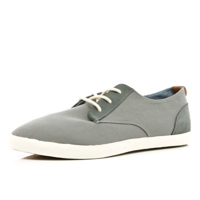 Grey contrast panel canvas plimsolls