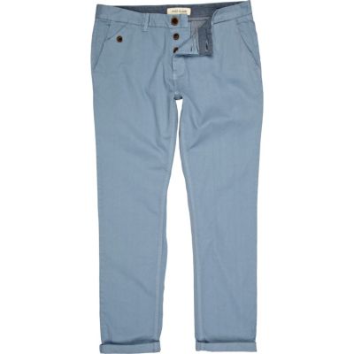 Blue pastel turn up slim chinos