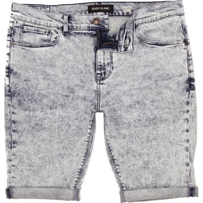 Light acid wash skinny stretch denim shorts
