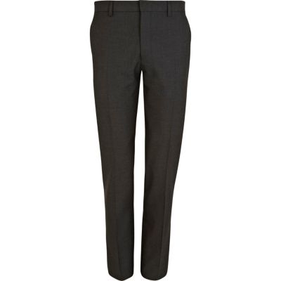 Grey colour block skinny suit trousers