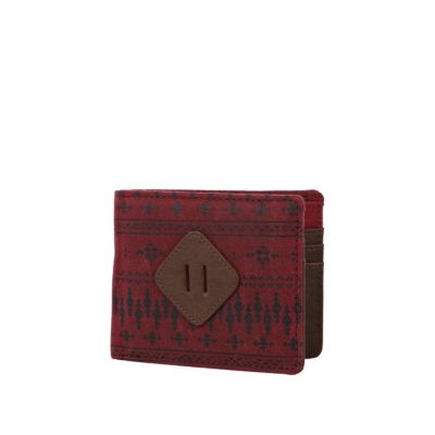 Red aztec print canvas wallet