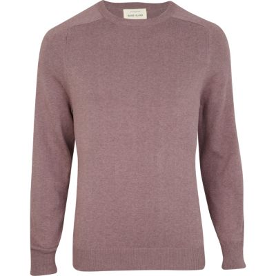 Purple knitted elbow patch jumper